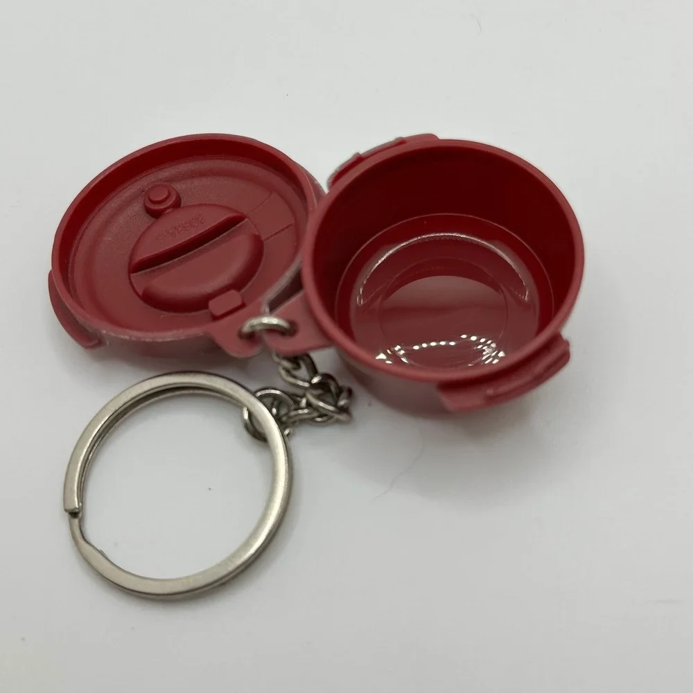 Tupperware MicroPro Grill Keychain Miniature Collectible Burgundy Red Tiny Toy